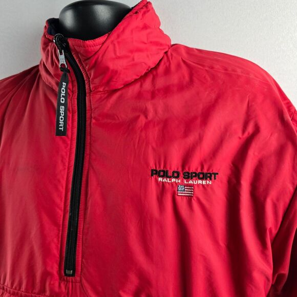 Polo Sports Ralph Lauren Puff jacket‎ reversible mens Large blue red spell out - Picture 3 of 11
